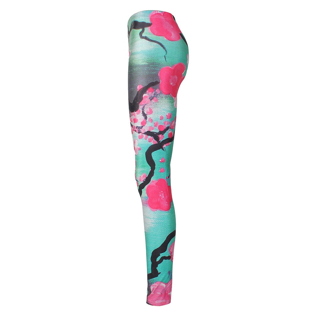 Pink Plum Leggings - Blossom Digital Print - Love For Leggings