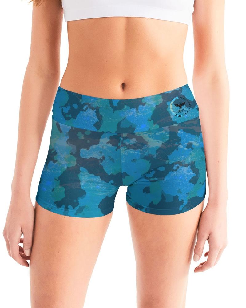 Active Comfort Ocean Camo Mid-Rise Yoga Shorts