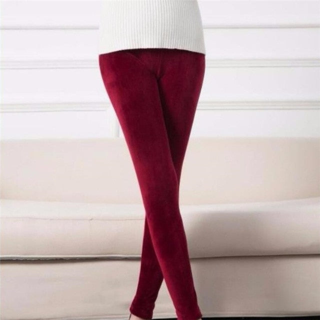 YRRETY Autumn Winter Fashion Plus Thick Velvet Warm Double Sided Cashmere Leggings Warm Pants Knit High Waist Thermal Leggings