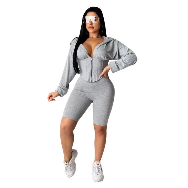 2 Piece Set Women Tracksuit Long Sleeve Suits Summer Clothes Pure Color Bodycon Streetwear Lounge Wear Fashion Suit Matching