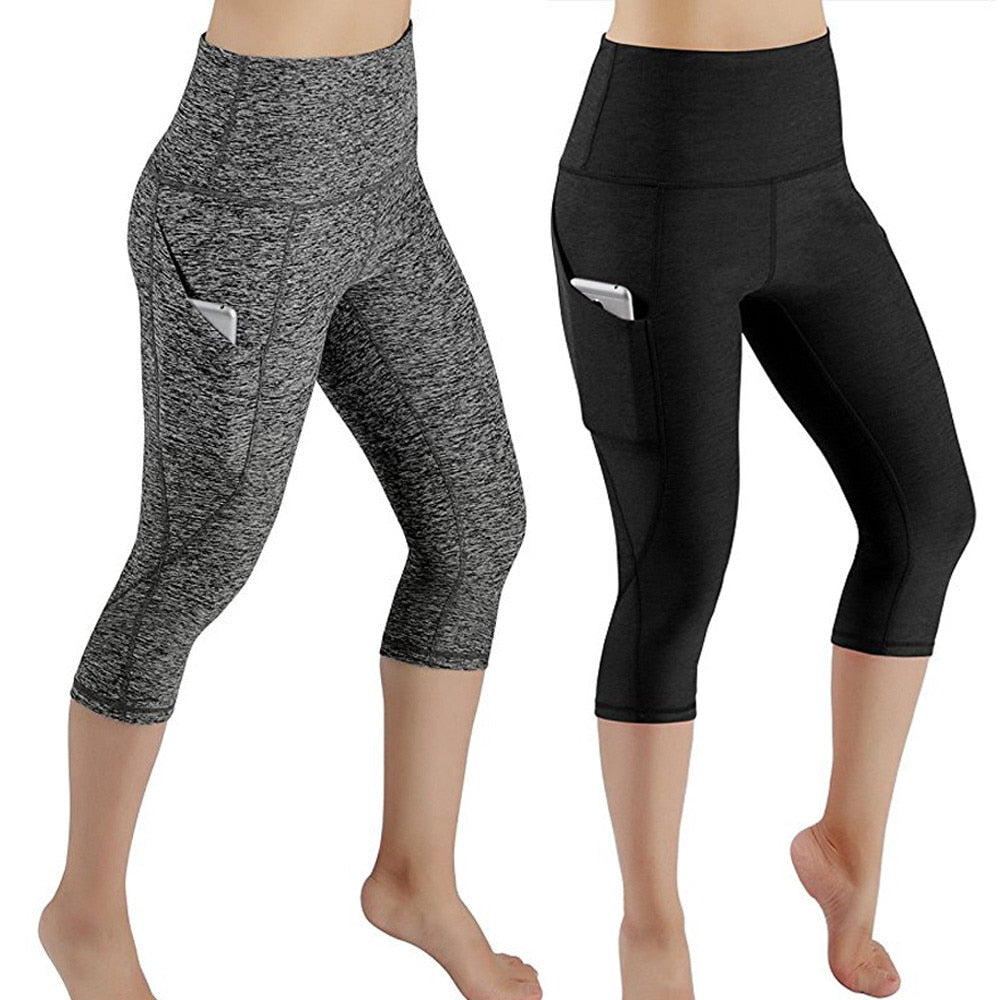 3/4 Yoga Pants women Calf-length Pants Capri Pant Sport leggings Women Fitness Yoga Gym High Waist Leggins Black Drop Shipping