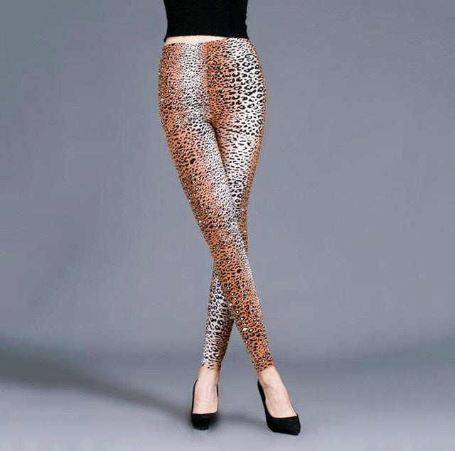 YRRETY Leggings Leopard Women Leopard Print Leggings Spring And Autumn High Elasticity Pant Leggins High Waist Elastic Legging