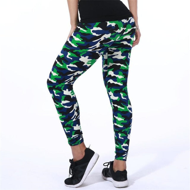 YSDNCHI 2020 Camouflage Womens for leggins Graffiti Style Slim Stretch Trouser Army Green Leggings Deportes Pants K085
