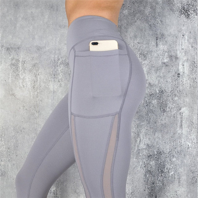 CHRLEISURE High Waist Pocket Leggings Solid Color Workout leggings Women Clothes 2019 Side Lace Leggins Mmujer