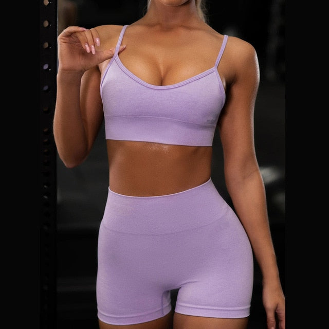 Shirts Legging Work-out Suit 2 Piece Sports Short Sleeve Crop Top High Waist Running Legging Set Gym Clothing Fitness Tracksuit