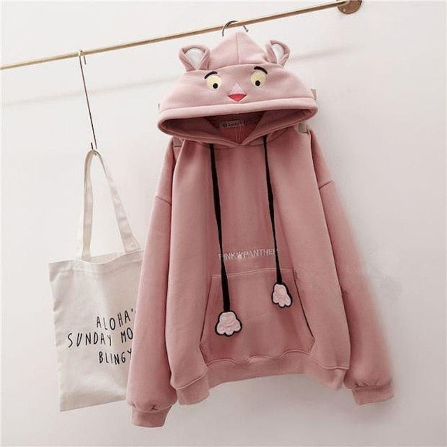 NiceMix Women Autumn Thick Loose Sweatshirt Harajuku Letters Printed Lovely Frog Casual Hooded Hoodies Pullover Female Thicken C