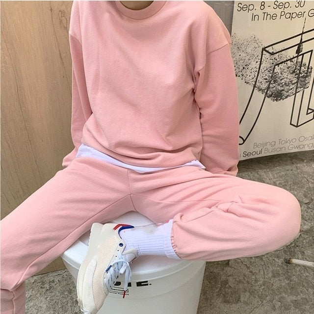 Colorfaith 2020 New Autumn Winter Women Sets Two Pieces Pullovers Sporty Pants Lounge Wear Solid Colors Tracksuit Suits WS8590