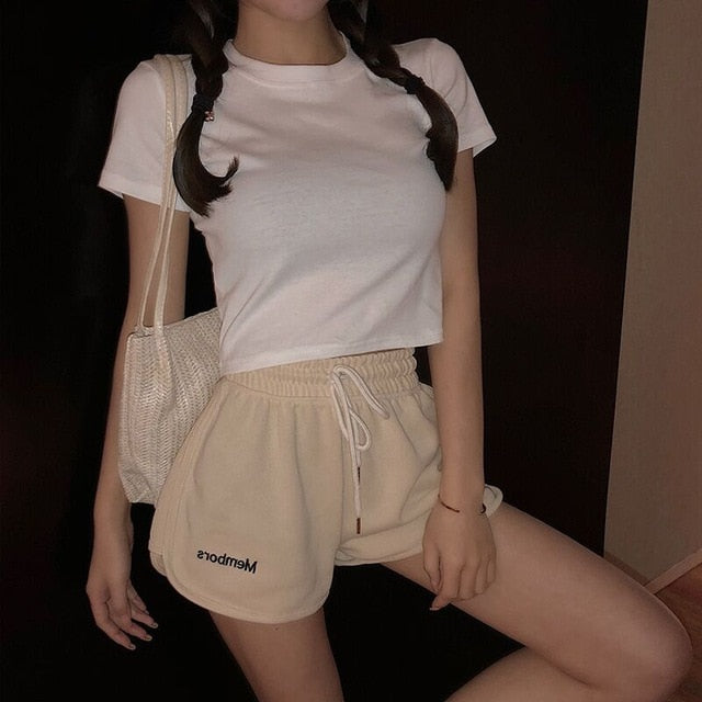 All-match Women Short Pant summer Casual Lady Loose Solid Leisure Female Workout Waistband Skinny Stretch Shorts