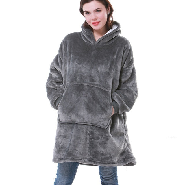 Blanket with Sleeves Women Oversized Hoodie Fleece Warm Hoodies Sweatshirts Giant TV Blanket Women Hoody Robe Casaco Feminino