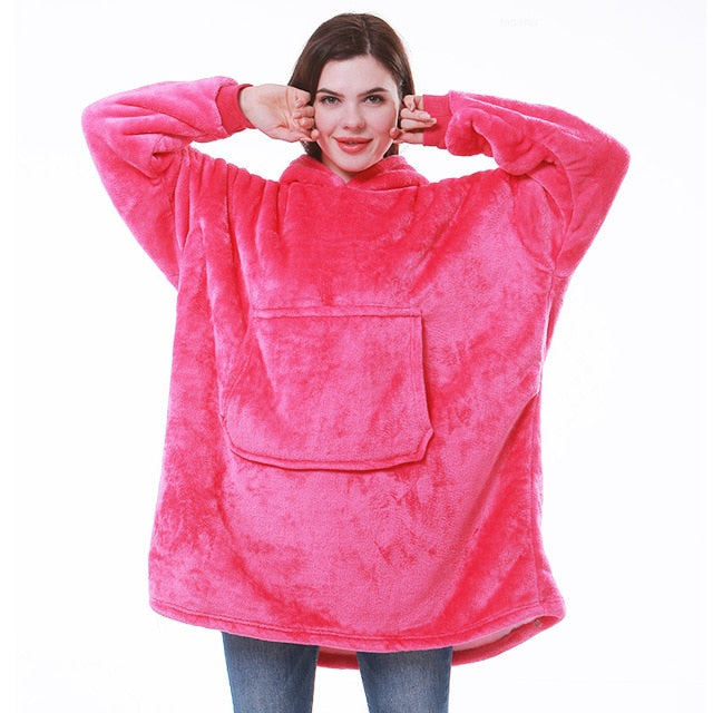 Blanket with Sleeves Women Oversized Hoodie Fleece Warm Hoodies Sweatshirts Giant TV Blanket Women Hoody Robe Casaco Feminino