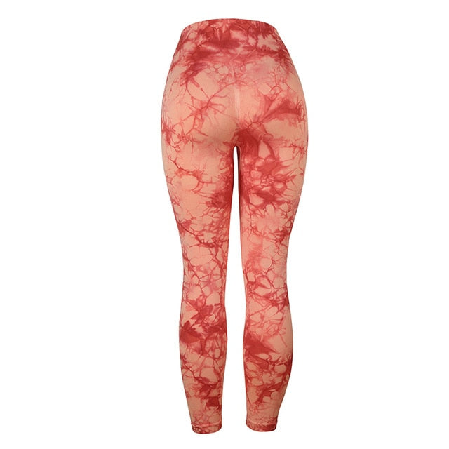 CHRLEISURE Tie Dye Leggings Sport Women Fitness Sexy High Waist Yoga Pants Colorful Sports Tights Running Workout Gym Clothing