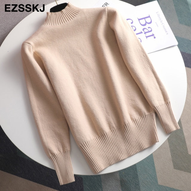 2021 Autumn winter cashmere basic warm Sweater velvet Pullovers Women female fur thick Turtleneck sweater knit Jumpers top