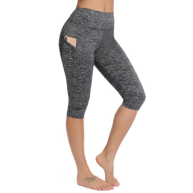 3/4 Yoga Pants women Calf-length Pants Capri Pant Sport leggings Women Fitness Yoga Gym High Waist Leggins Black Drop Shipping