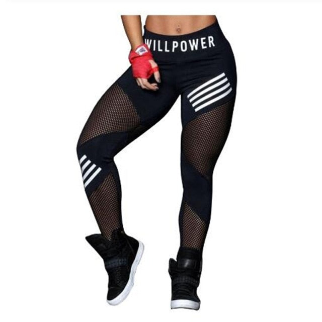 Ogilvy Mather Women Leggings 2021 High Waist Mesh Pacthwork Sports leggings Black Gym Fitness Letter Print Sportwear Femme Pants