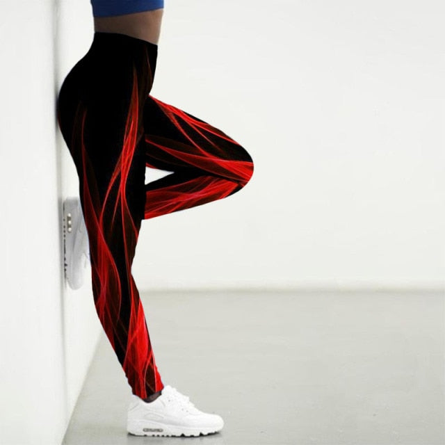 Sport Leggings Women 3D Digital Fire Printed Tights Yoga Pants Flame Gym Clothing Femme Workout Leggins Ladies Leginsy Damskie