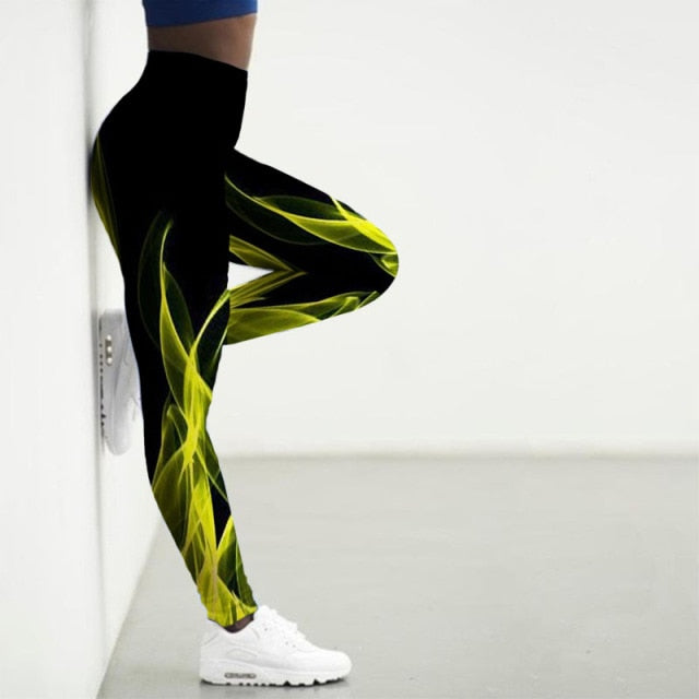 Sport Leggings Women 3D Digital Fire Printed Tights Yoga Pants Flame Gym Clothing Femme Workout Leggins Ladies Leginsy Damskie